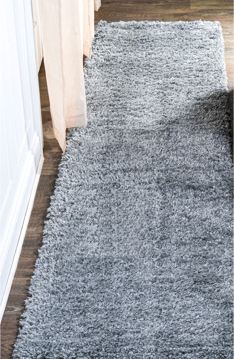 JONATHAN Y Groovy Solid Shag Area Rug, Alternate, color, Dove