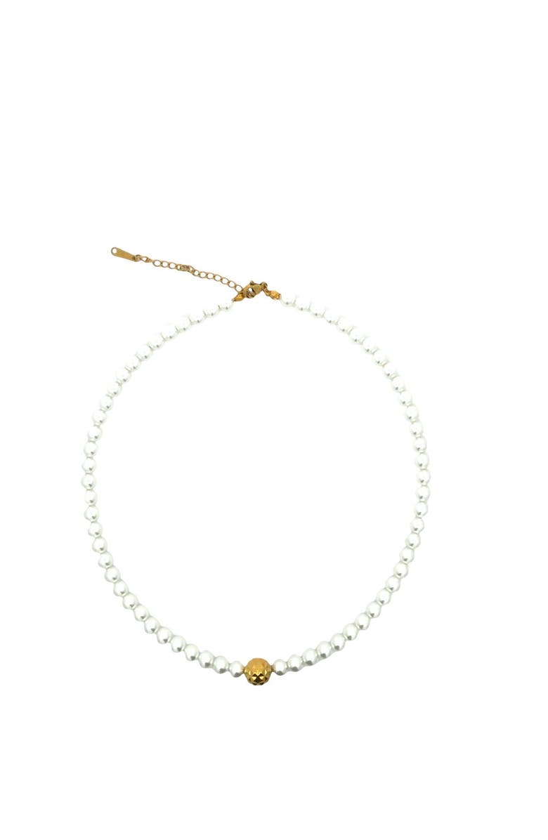 Gemini Jewelry Faux Pearl Beaded Necklace with Gold Accent, Alternate, color, Yellow