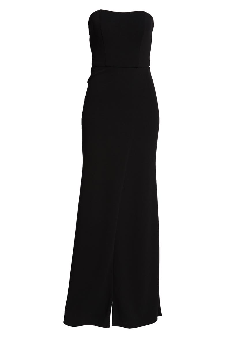 Strapless Jersey Evening Dress, Alternate, color, BLACK