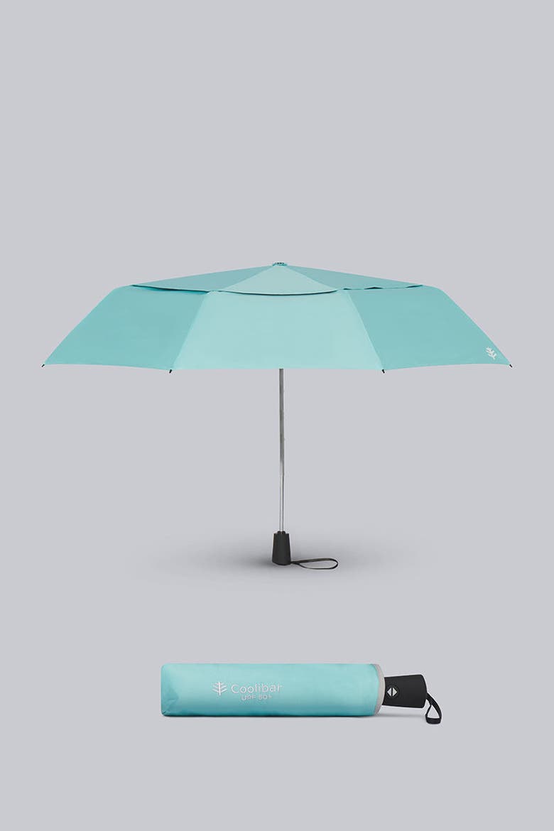 Vrae 42 Inch Sodalis Travel Umbrella, UPF 50+ Sun Protection, Alternate, color, Coolibar Blue