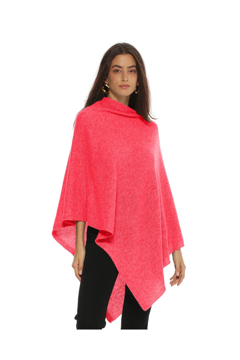 Essential Pure Cashmere Poncho, Main, color, Coral Red