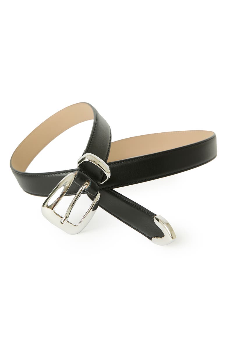 B-Low the Belt Duke Leather Belt, Alternate, color, Black Silver