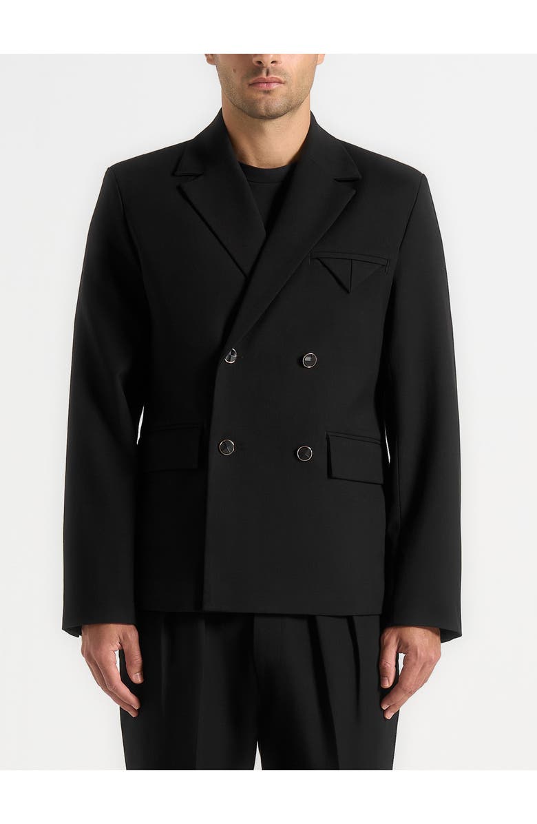 Manière De Voir Didier Double Breasted Tailored Suit Jacket, Main, color, Black
