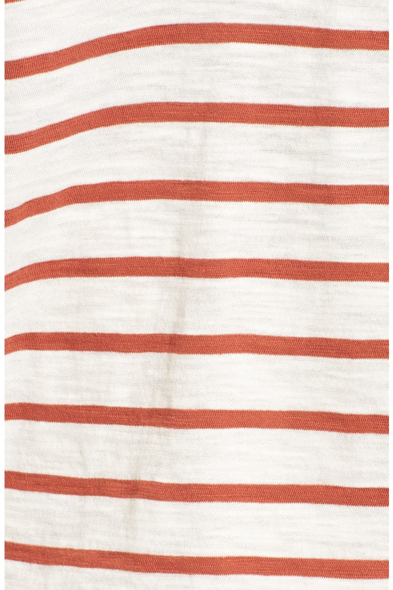 Whisper Cotton Stripe V-Neck Tee, Alternate, color, BURNT EMBER