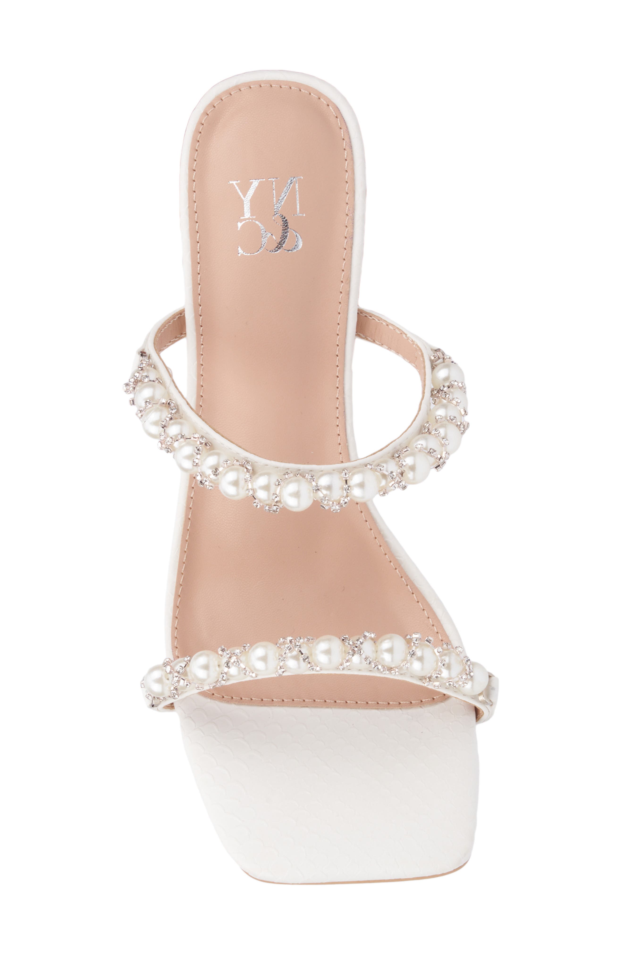 NEW YORK AND COMPANY Calissa Imitation Pearl & Rhinestone Embellished Sandal, Alternate, color, 