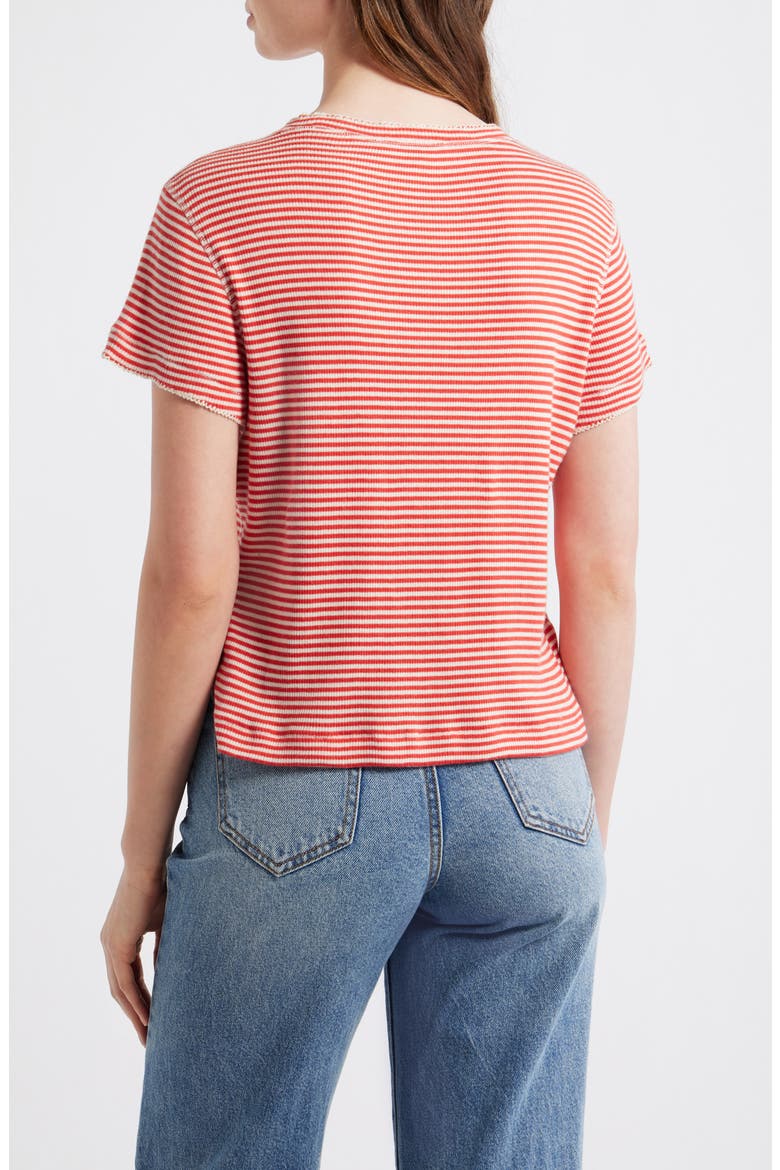 The Little Stripe Cotton Blend T-Shirt, Alternate, color, PIMENTO STRIPE