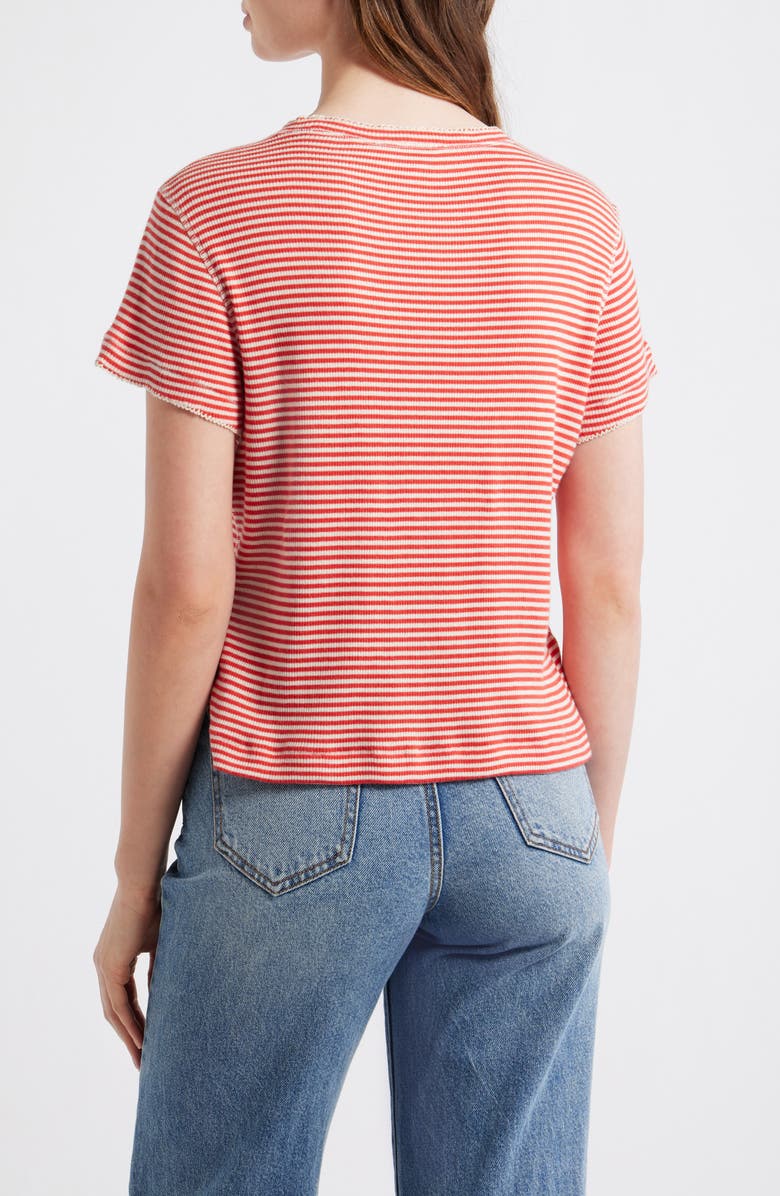 THE GREAT. The Little Stripe Cotton Blend T-Shirt, Alternate, color, Pimento Stripe