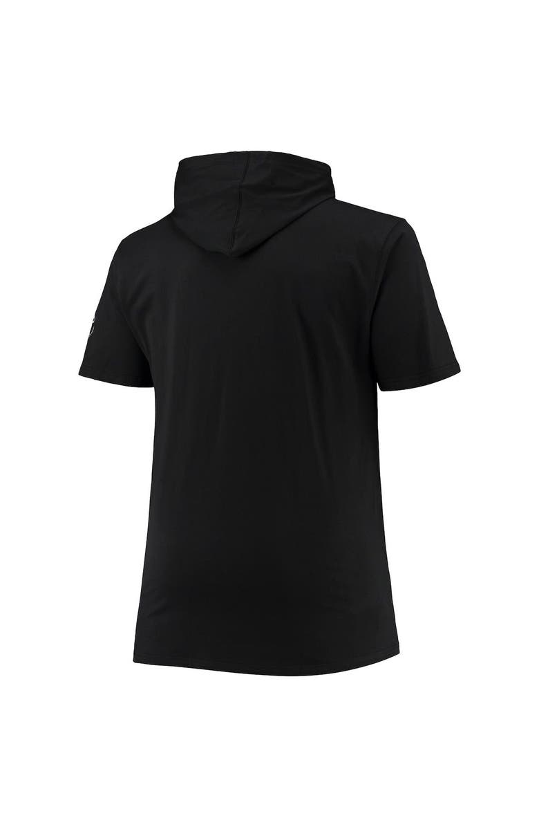 PROFILE Men's Black Brooklyn Nets Big & Tall 2-Hit Short Sleeve Pullover Hoodie, Alternate, color, 