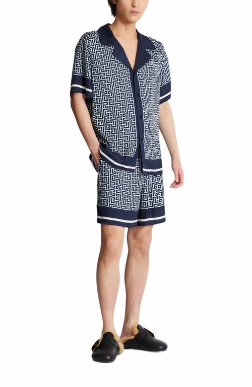 Balmain Monogrammed Pyjama Shirt In Blue