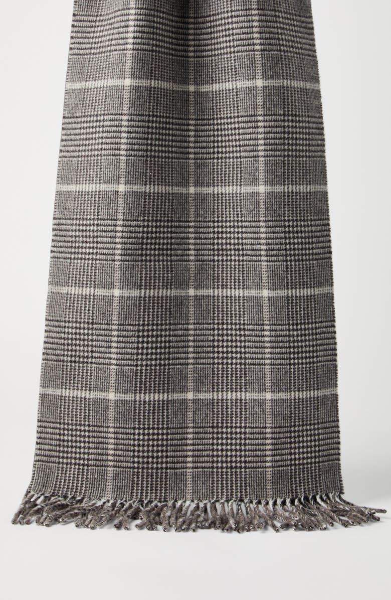 Brunello Cucinelli Prince of Wales scarf, Alternate, color, Brown