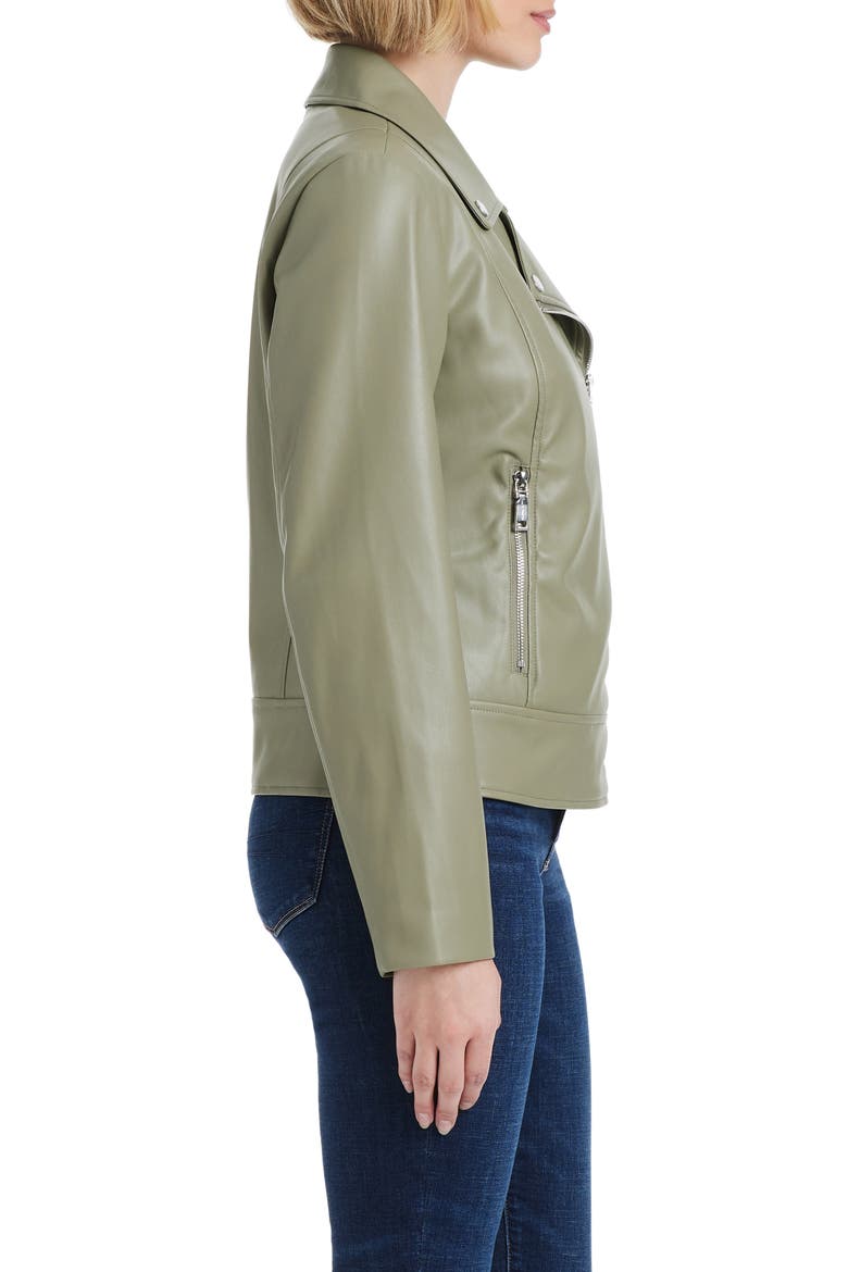 Asymmetric Zip Faux Leather Jacket, Alternate, color, SAGE