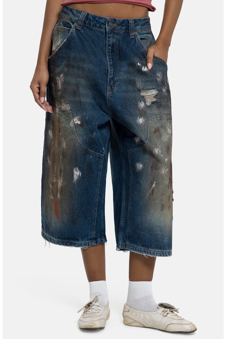 Painted Colossus Crop Wide Leg Jeans, Main, color, BLUE