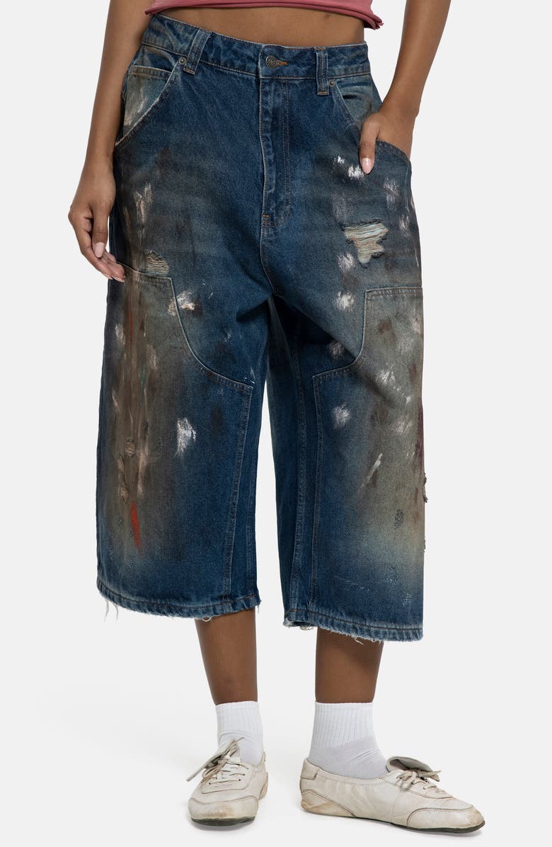 JADED LONDON Painted Colossus Crop Wide Leg Jeans, Main, color, Blue