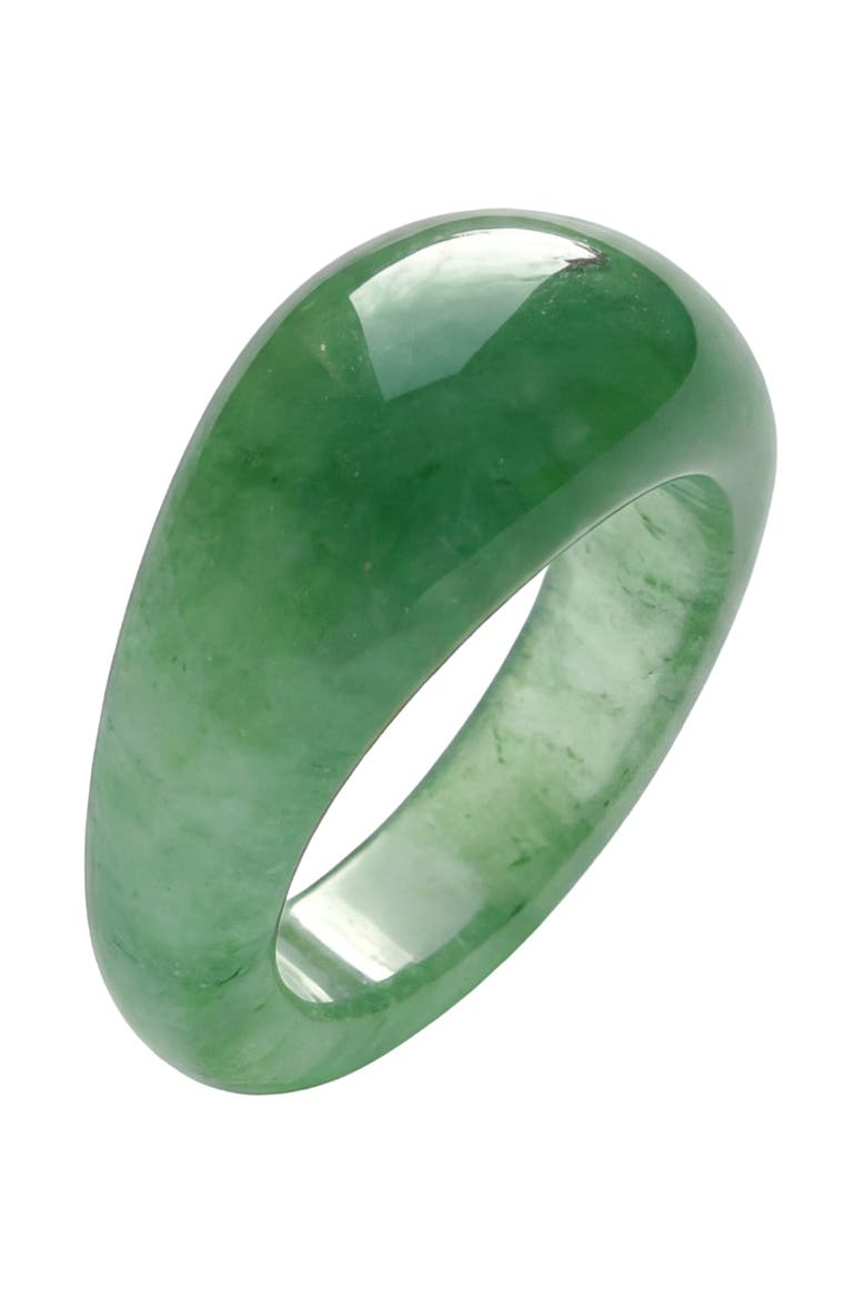 Thin Dome Jade-Green Aventurine Signet Ring, Main, color, Green