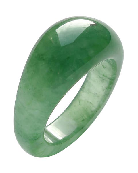 Thin Dome Jade-Green Aventurine Signet Ring