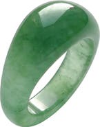seree Thin Dome Jade-Green Aventurine Signet Ring