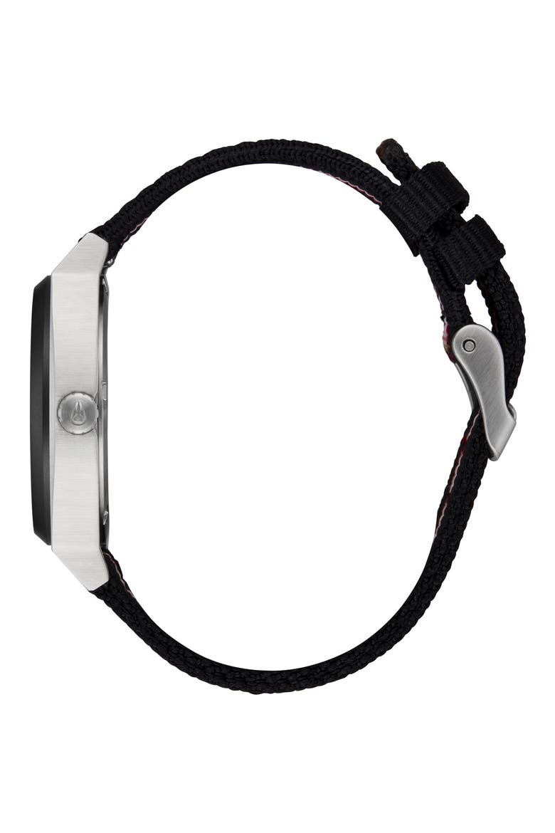Time Teller Leather Strap Watch, 37mm, Alternate, color, SILVER/ ROSEWOOD/ BLACK STRIPE