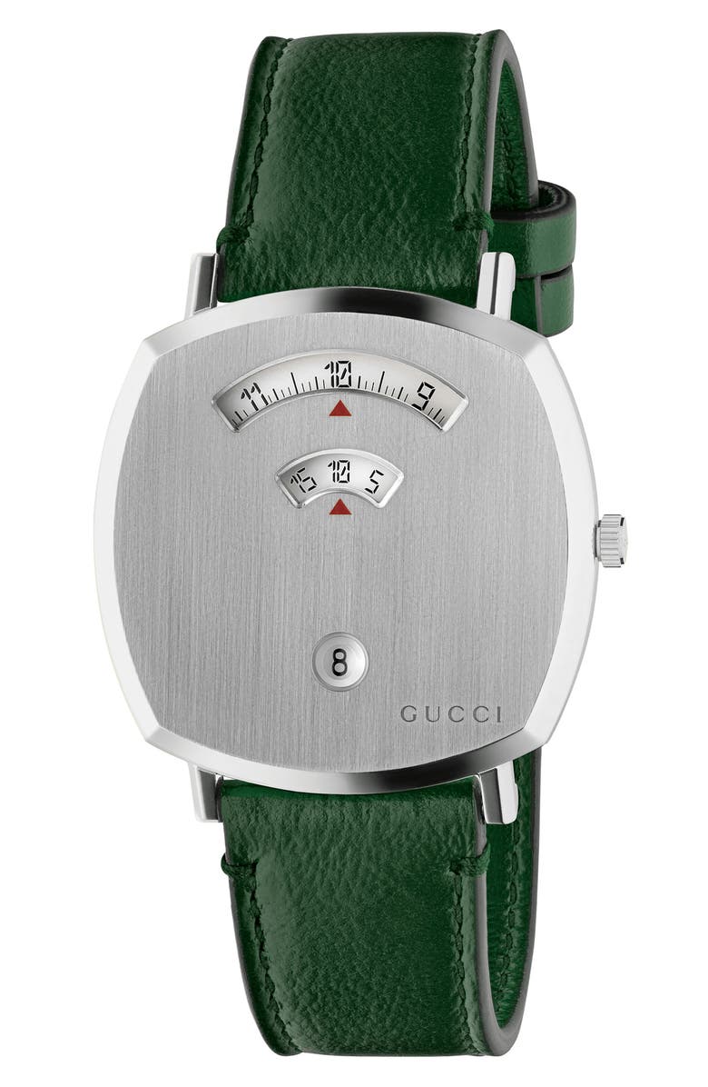 Gucci Grip Leather Strap Watch, 38mm, Main, color, 