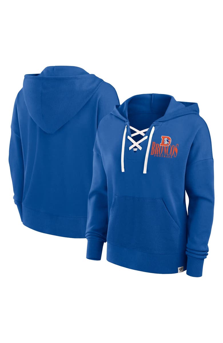 FANATICS Women's Fanatics Royal Denver Broncos Blitz Left Lace-Up Pullover Hoodie, Main, color, 