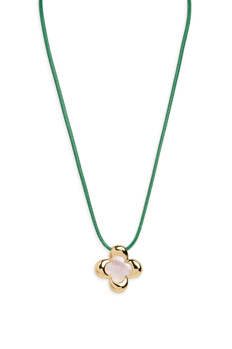 Mother-of-Pearl Clover Cord Necklace, Main, color, GOLD