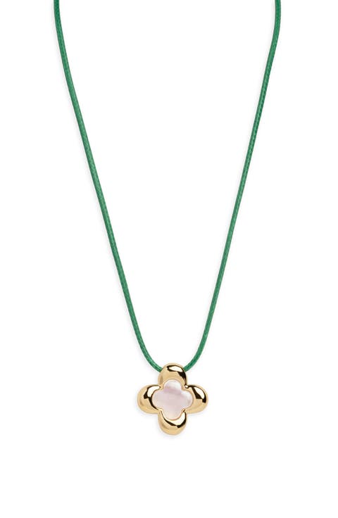 Mother-of-Pearl Clover Cord Necklace