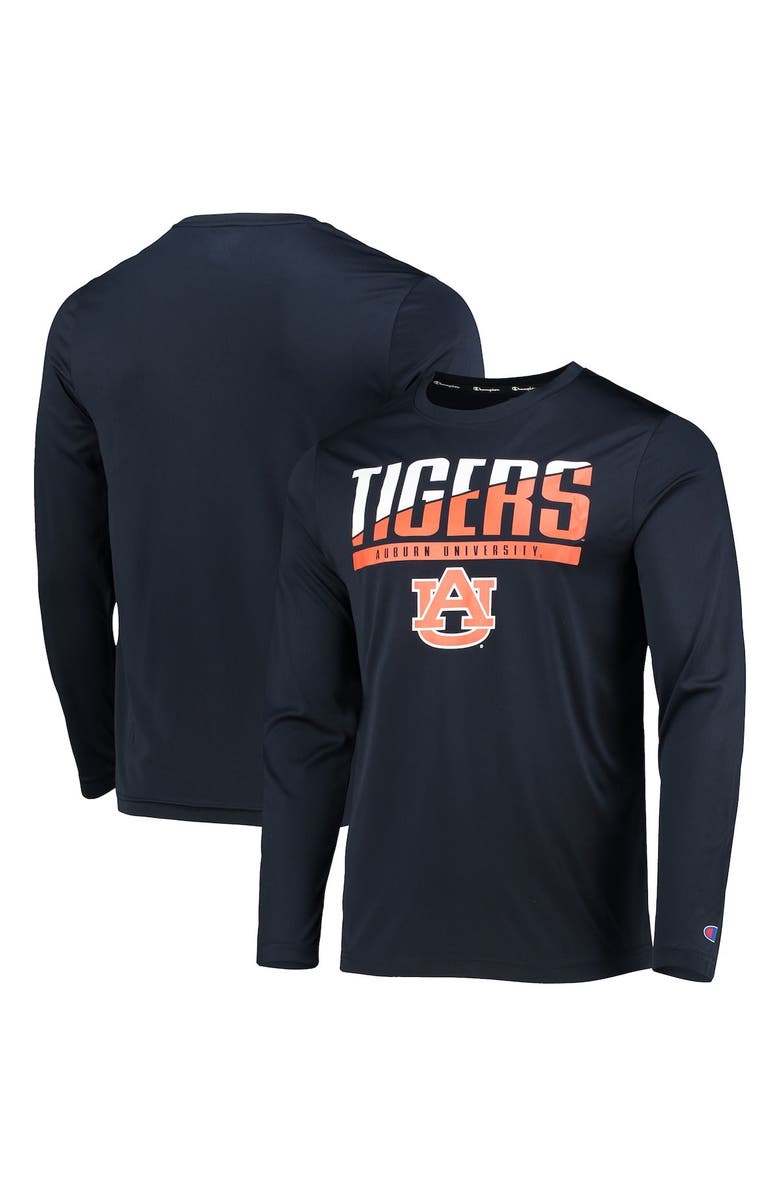 Champion Men's Champion Navy Auburn Tigers Wordmark Slash Long Sleeve T-Shirt, Alternate, color,
