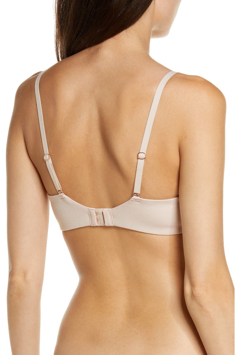 Adorned Cotton Blend Underwire Bra, Alternate, color, CASHMERE