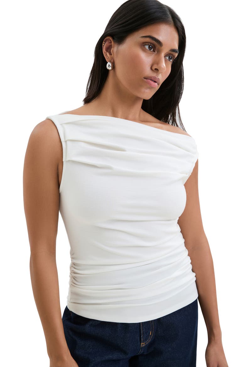 Cooper Boat Neck Ruched Tank, Alternate, color, OFF WHITE