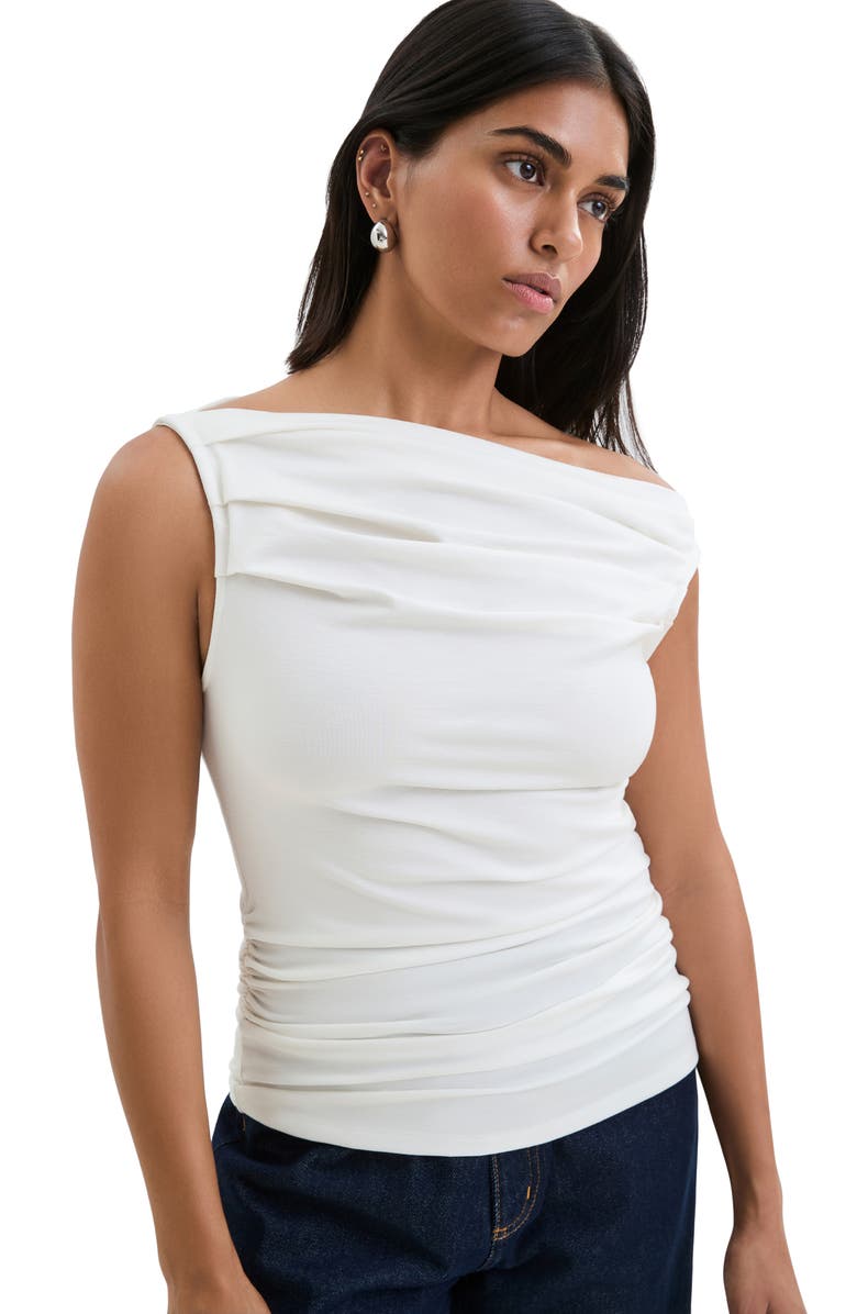 Marcella Cooper Boat Neck Ruched Tank, Alternate, color, Off White