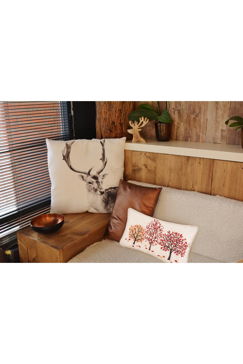 Autumn Forest Falling Leaves Embroidered Mini Accent Pillow 12" x 18", Alternate, color, Orange