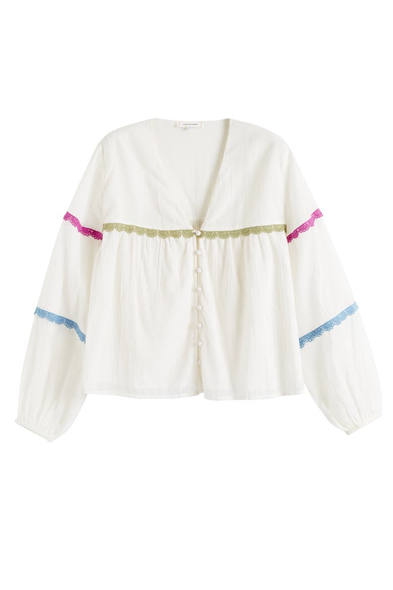 Cotton Rainbow Scallop Blouse, Alternate, color, Cream