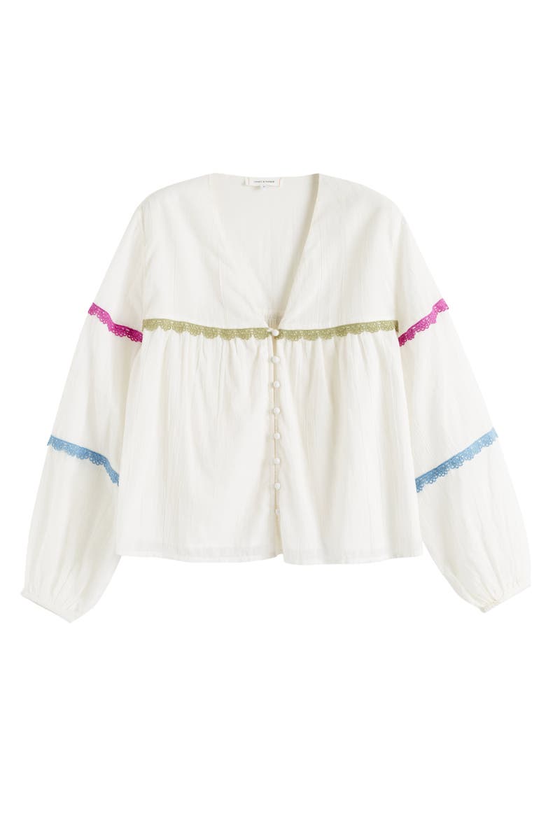 Chinti & Parker Cotton Rainbow Scallop Blouse, Alternate, color, Cream