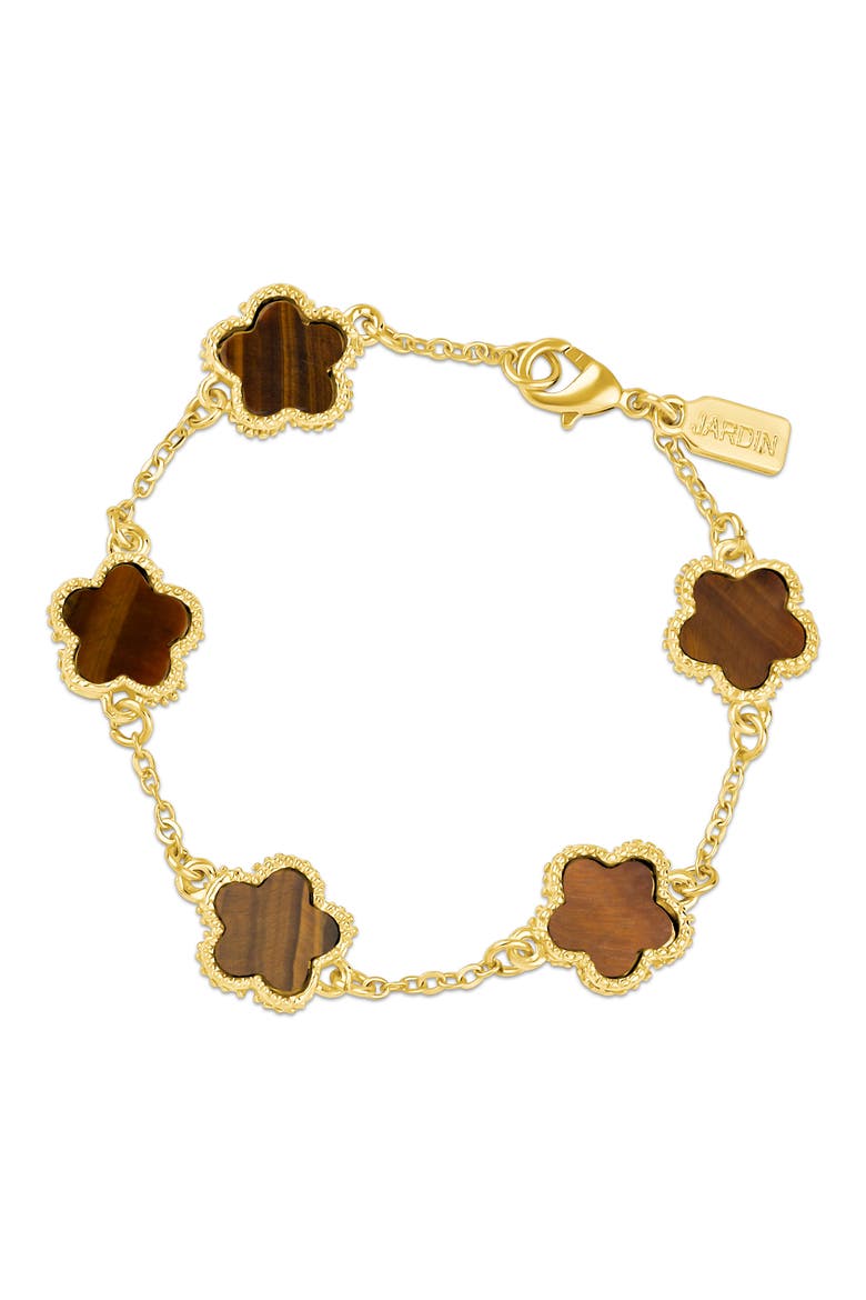 Clover Straight Line Bracelet (Nordstrom Exclusive), Main, color, TIGER EYE / GOLD