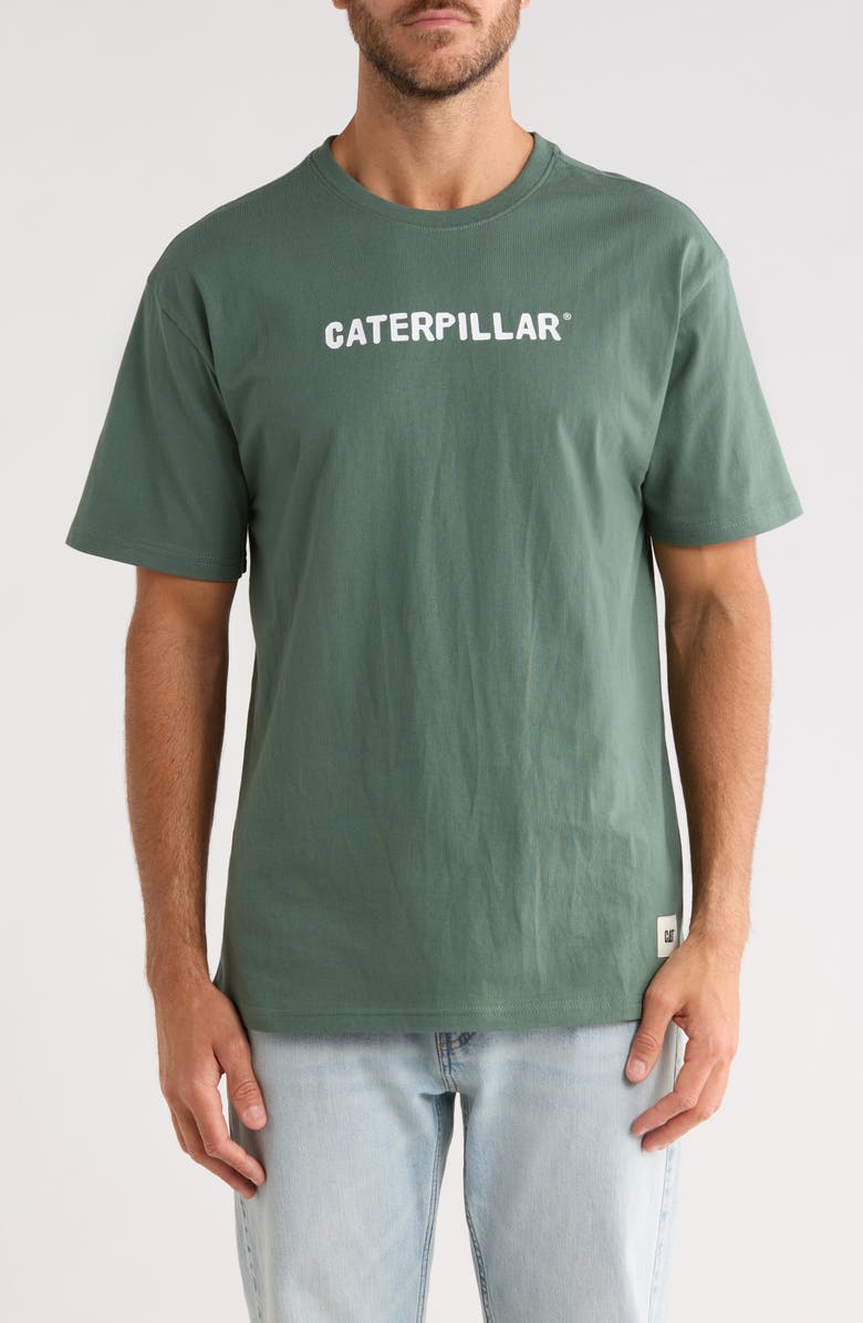 CAT WWR Relaxed Tractor Cotton Graphic T-Shirt, Main, color, Duck Green