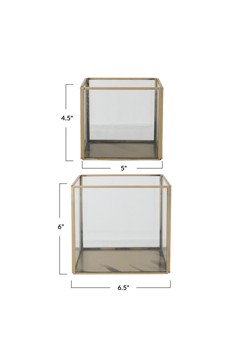 Glass & Metal Containers, Set of 2, Alternate, color, Gold