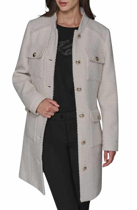 KARL LAGERFELD PARIS Belted Wool Blend Coat