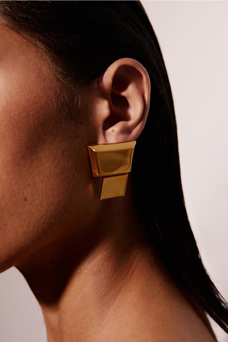 Boxes Earrings, Alternate, color, Gold