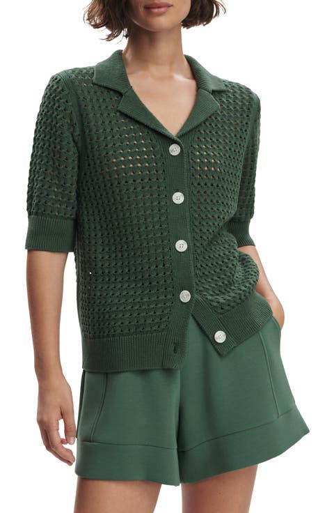 Ellie Open Cable Knit Camp Shirt