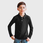 CITY THREADS Boys 100% Cotton Knit Jersey 2-Button Long Sleeve Polo
