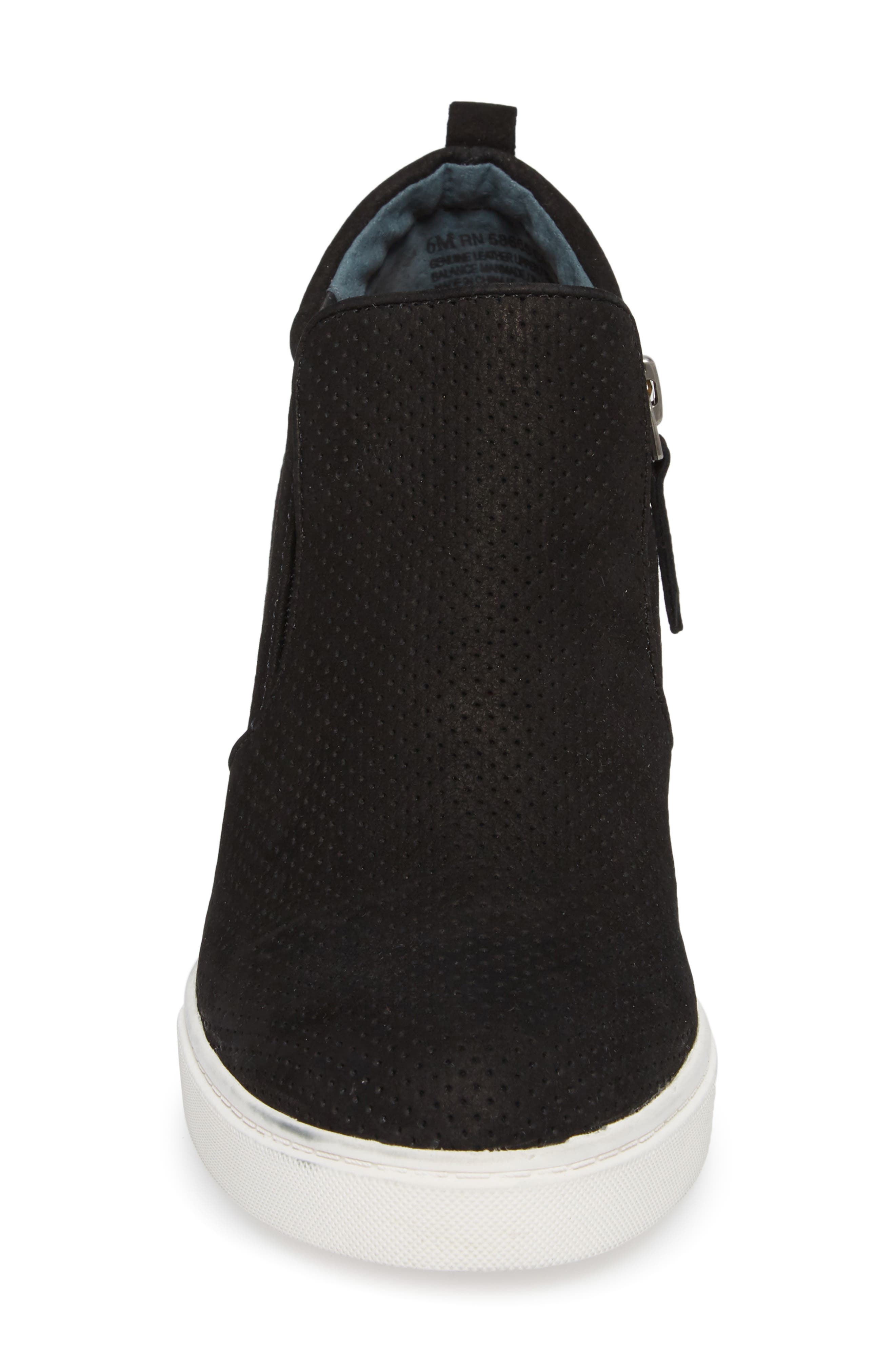Aiden Wedge Sneaker, Alternate, color, BLACK PERFORATED LEATHER