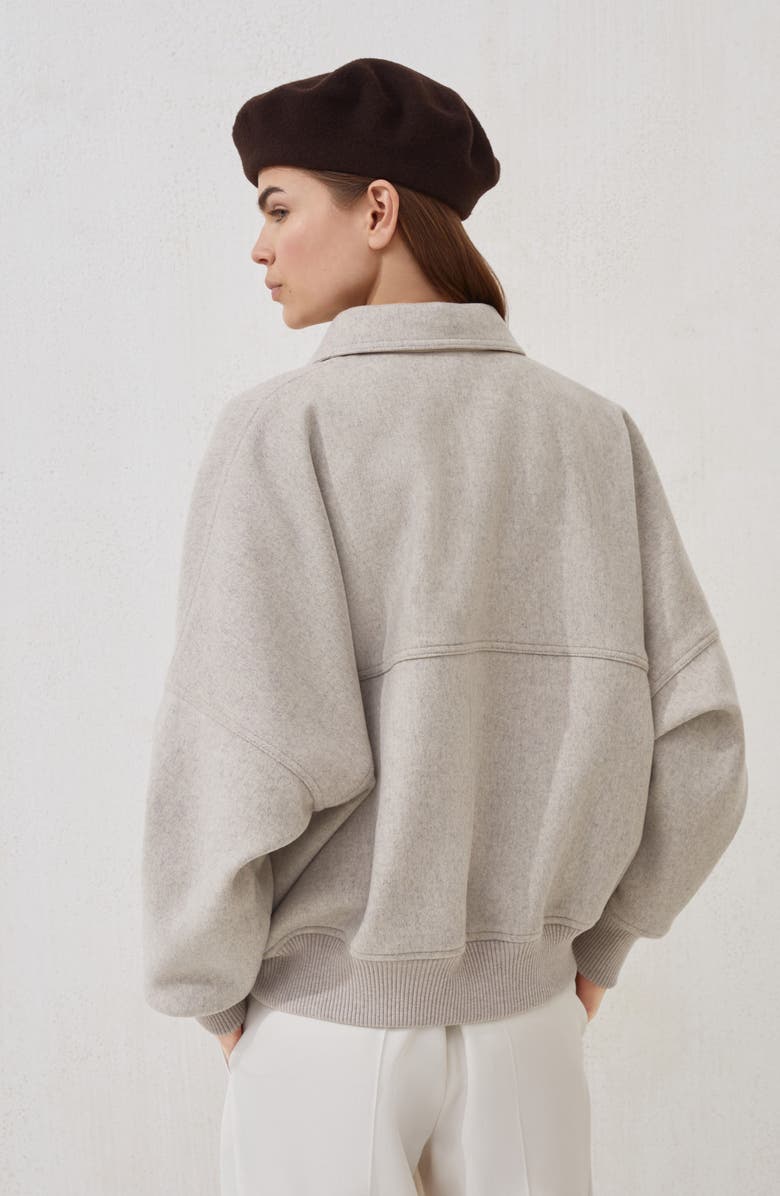 Brunello Cucinelli Double fabric bomber jacket, Alternate, color, Cool Beige