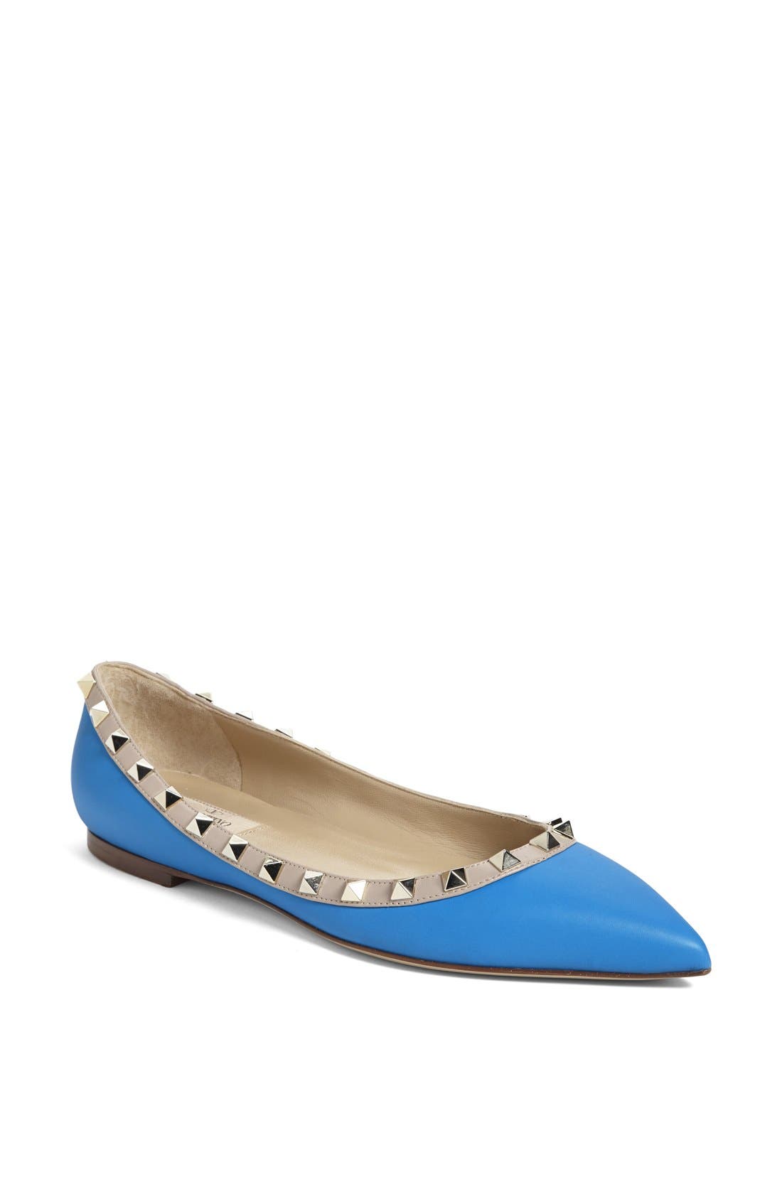 Valentino 'Rockstud' Ballerina Flat, Main, color, BLUE