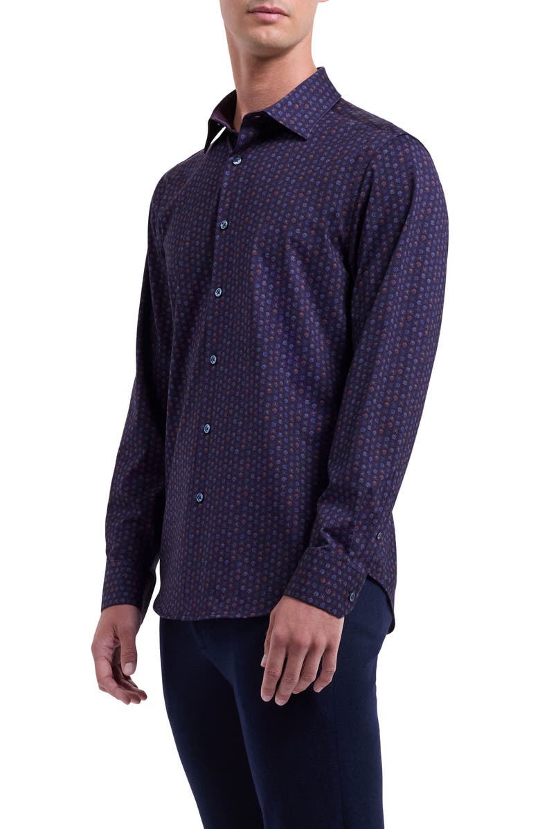 Bugatchi Jimmy OoohCotton<sup>®</sup> Floral Button-Up Shirt, Alternate, color, Eggplant