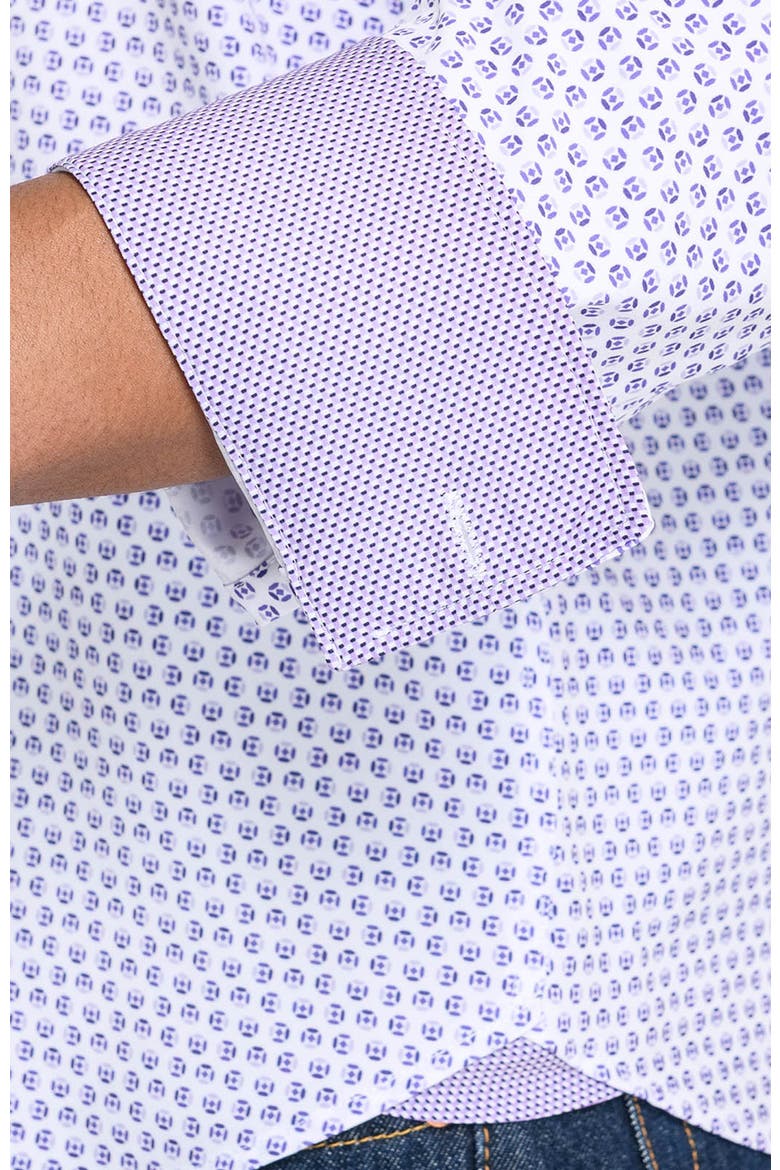 Slim Fit Gem Geo Performance Long Sleeve Shirt, Alternate, color, WHITE/PURPLE