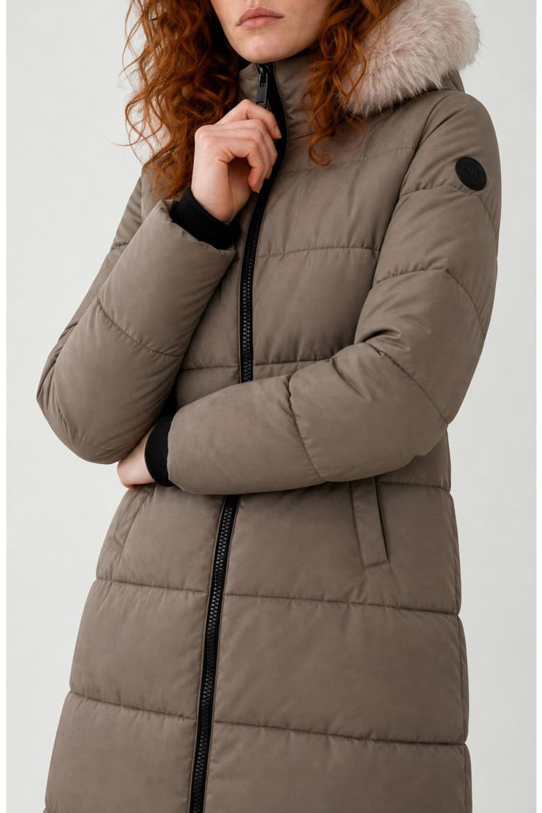 Winter Long Parka with Faux Fur Trim, Alternate, color, MOCHA