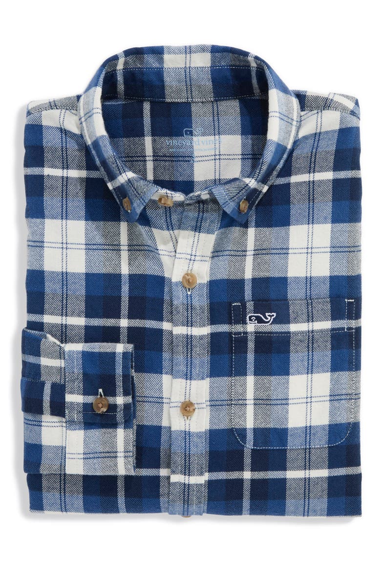 Kids' Vineyard Plaid Performance Flannel Button Down Shirt, Alternate, color, MOONSHINE