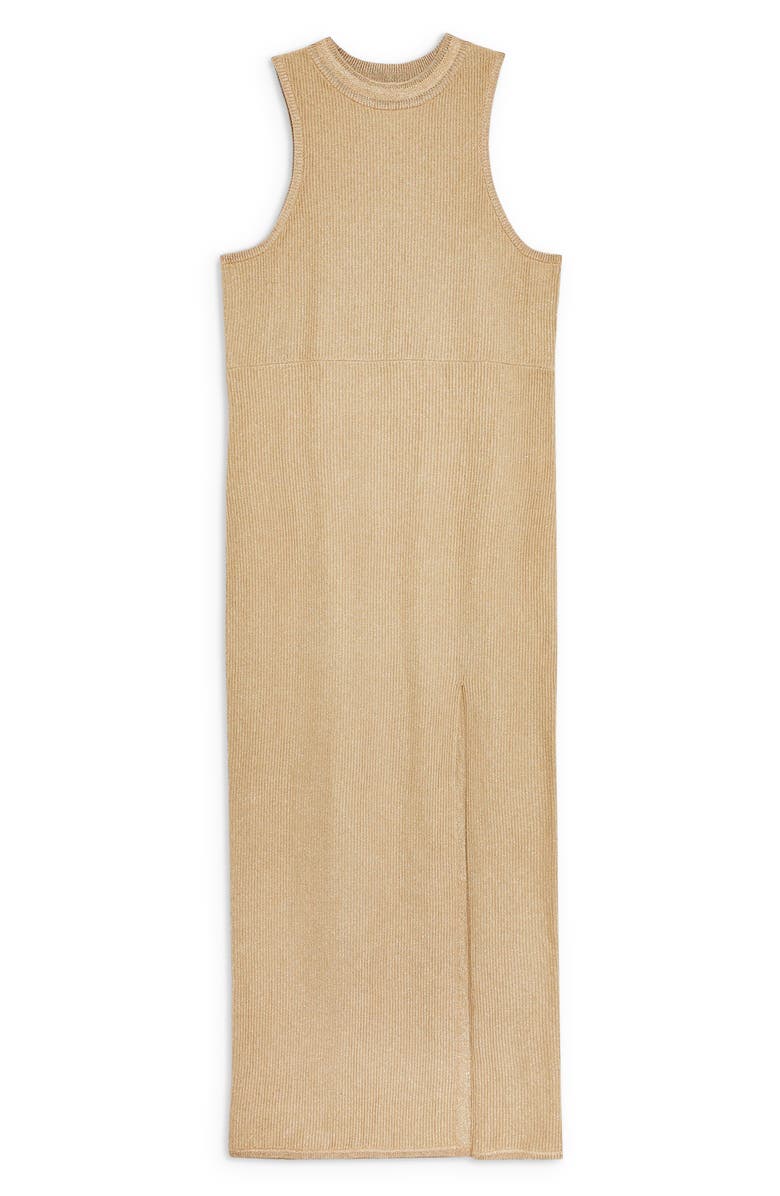 Topshop Metallic Sweater Dress, Alternate, color, Camel