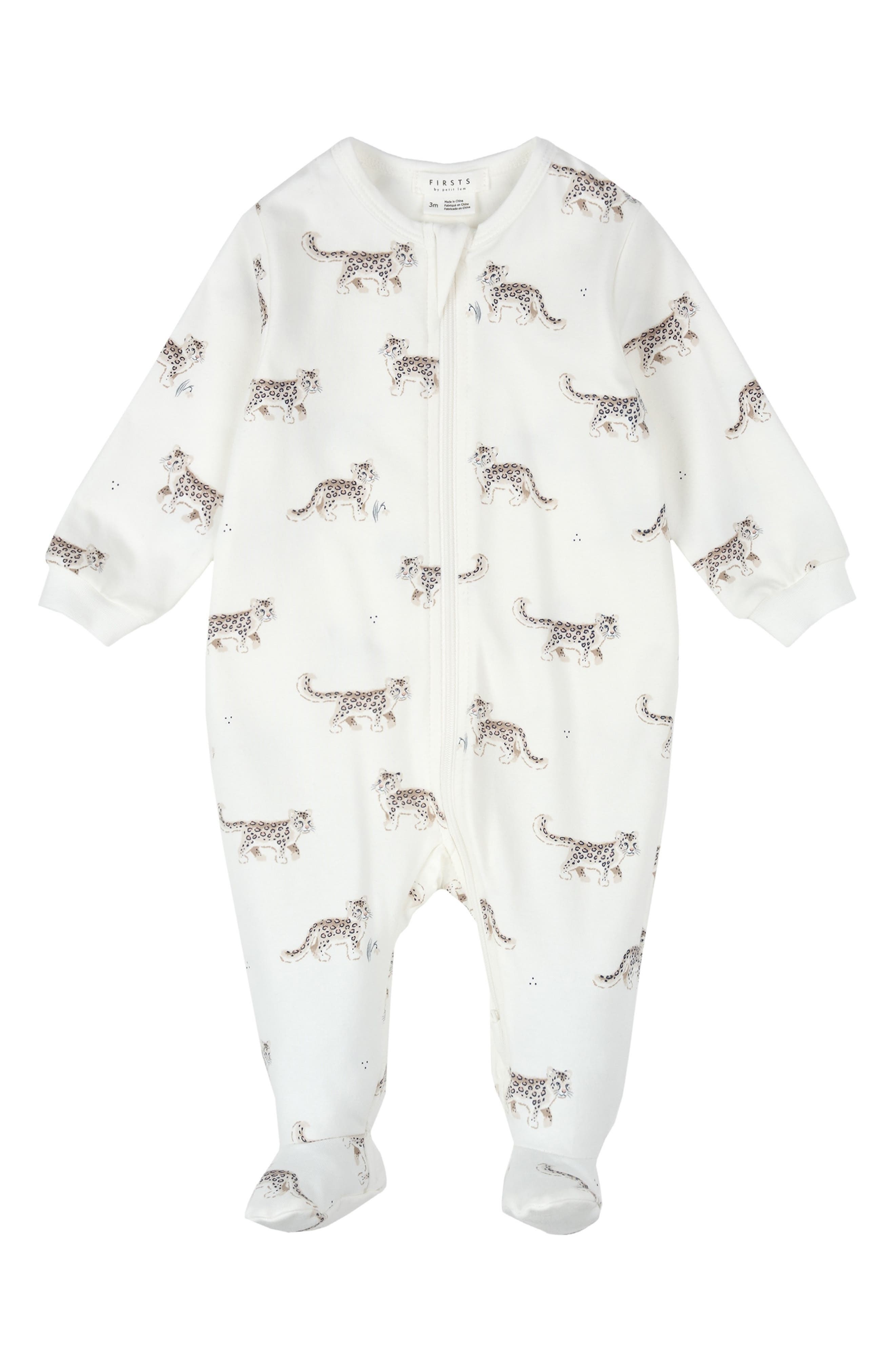 Snow Leopard Fitted One-Piece Footie
