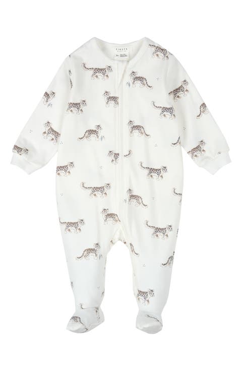 Snow Leopard Fitted One-Piece Footed Pajamas (Baby)