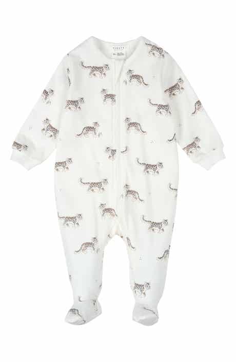 Snow Leopard Fitted One-Piece Footie